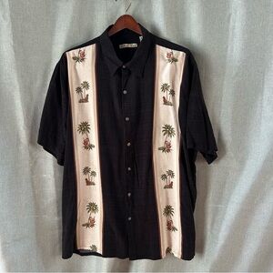 Batik Bay Hawaiian Shirt Mens XXL Black Button Up Palm Trees Island Beach Summer